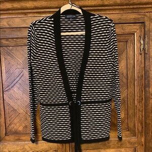 Jones NY Black and White Striped Cardigan